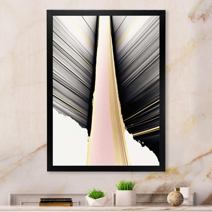 Minimalism Pink And Gold Cubic Fusion VIII - Modern Bedroom Wall Art