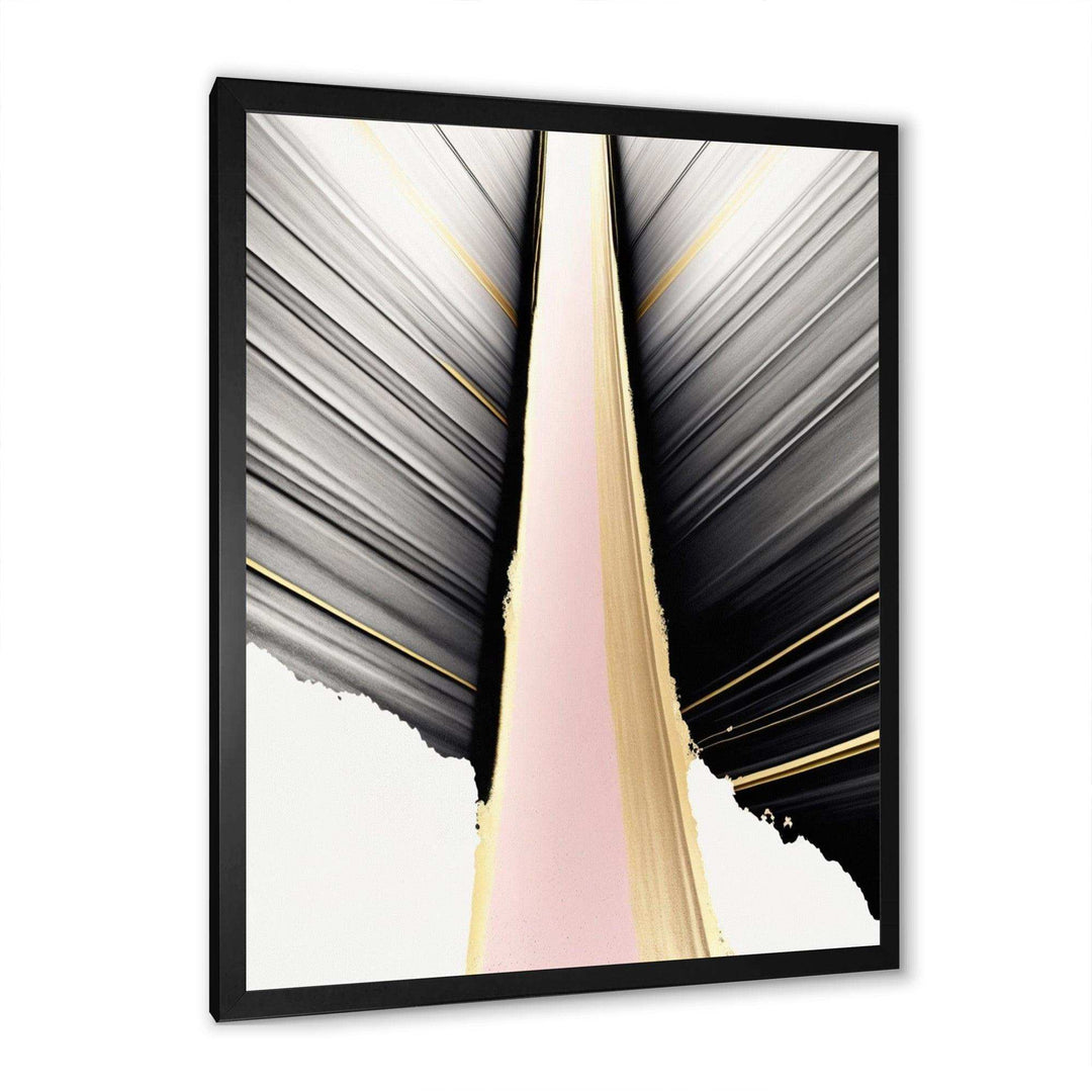 Minimalism Pink And Gold Cubic Fusion VIII - Modern Bedroom Wall Art