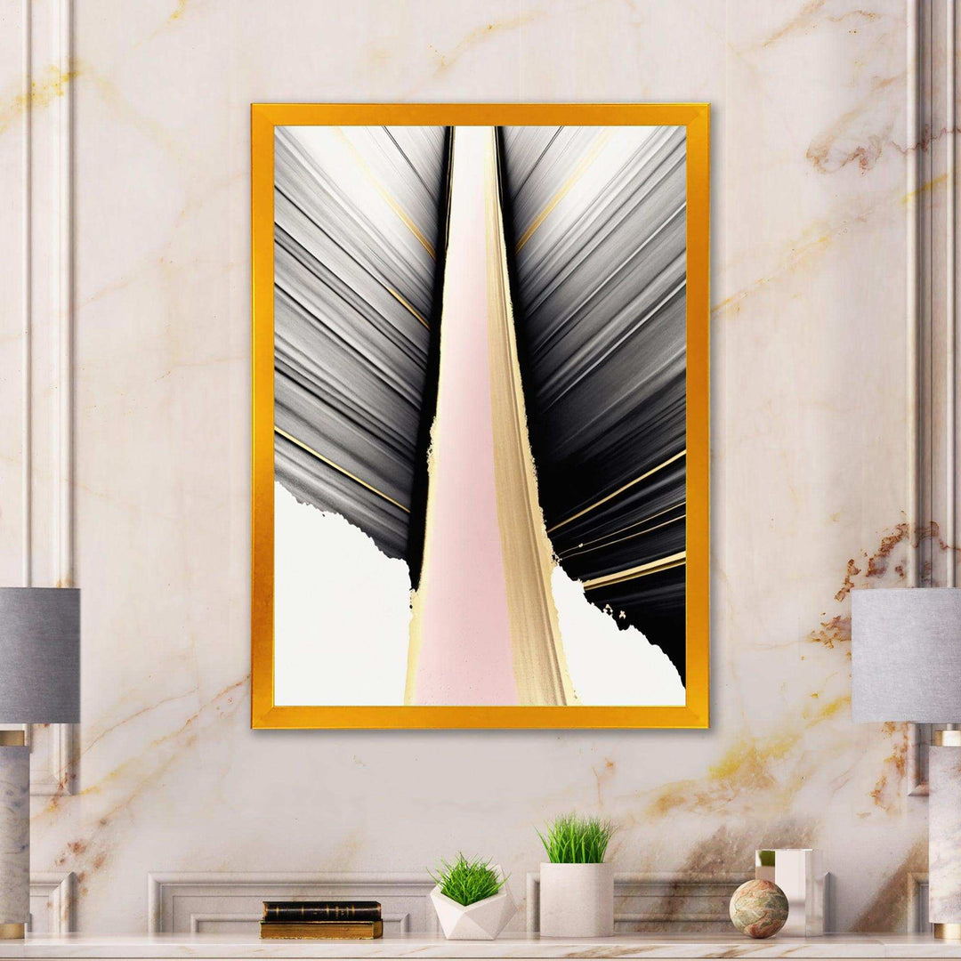 Minimalism Pink And Gold Cubic Fusion VIII - Modern Bedroom Wall Art