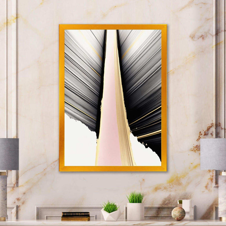 Minimalism Pink And Gold Cubic Fusion VIII - Modern Bedroom Wall Art