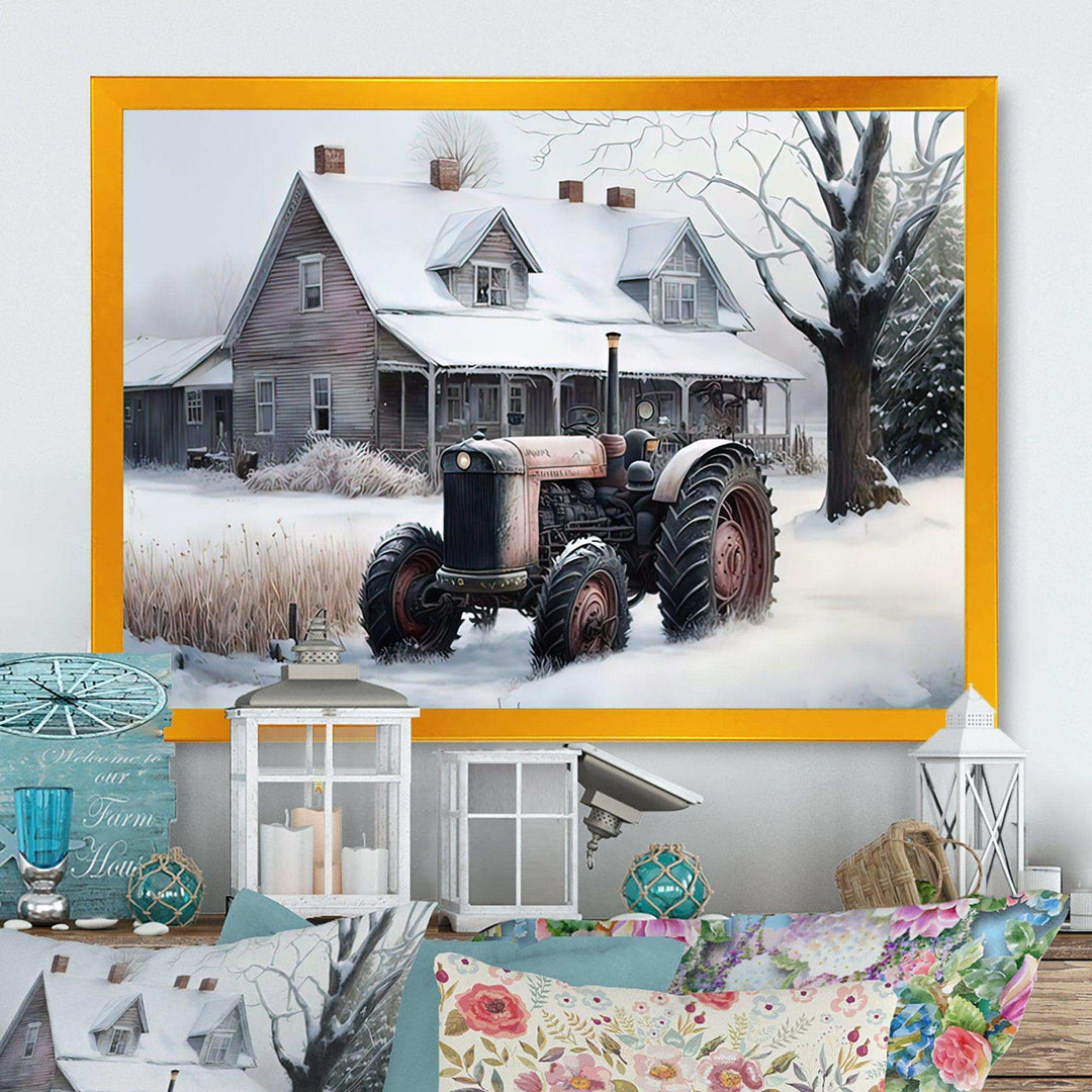 Tractor At The Barn In Winter I