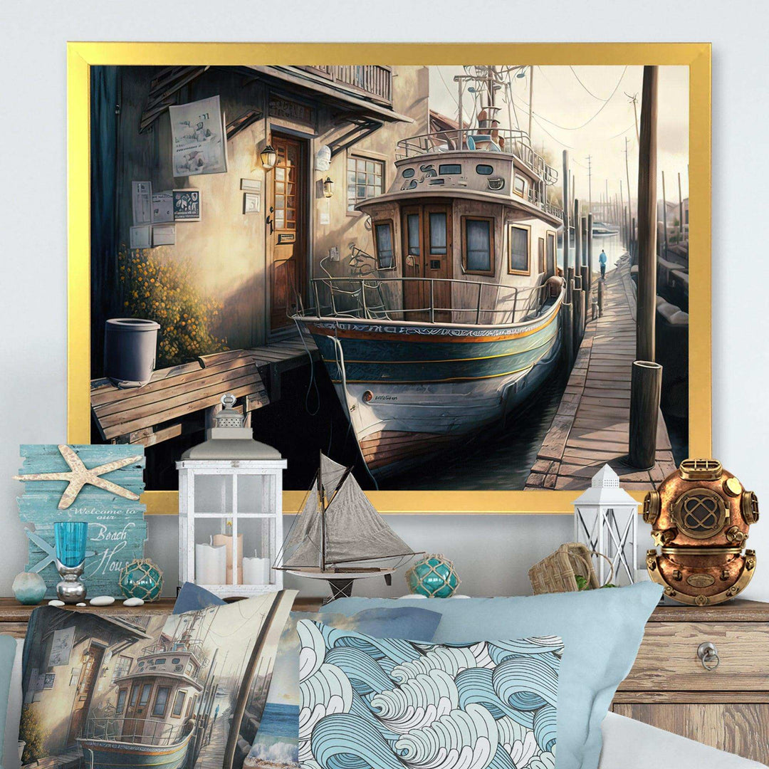 Rustic Port With A Fishing Boat IV
