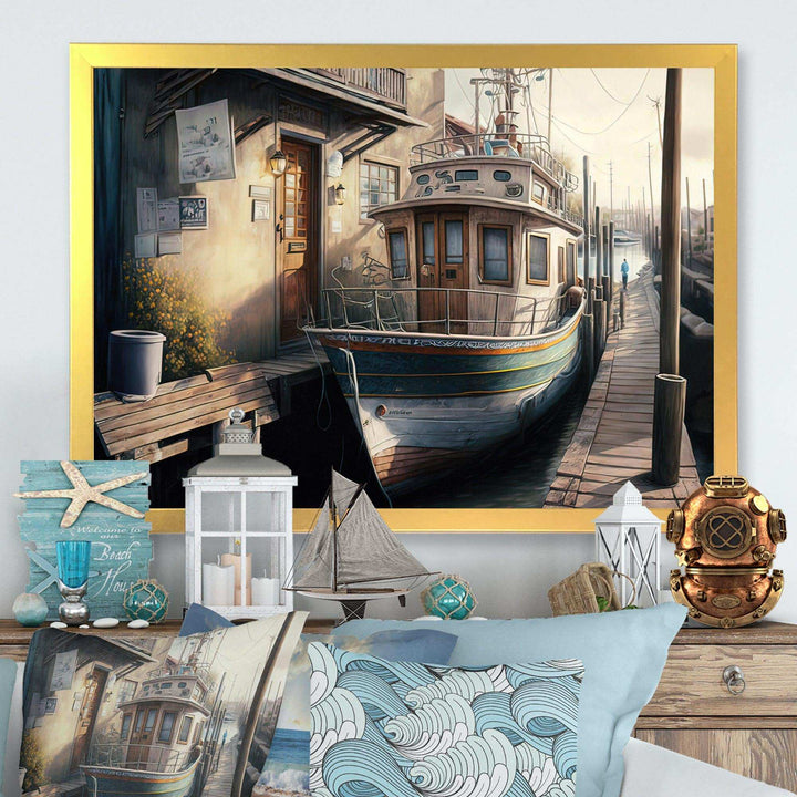 Rustic Port With A Fishing Boat IV