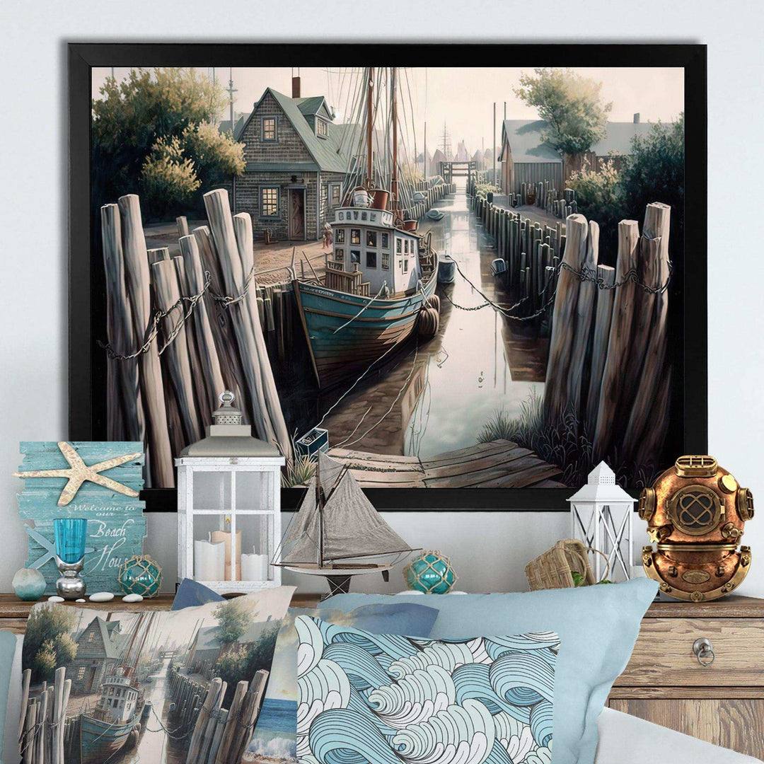 Rustic Port With A Fishing Boat V