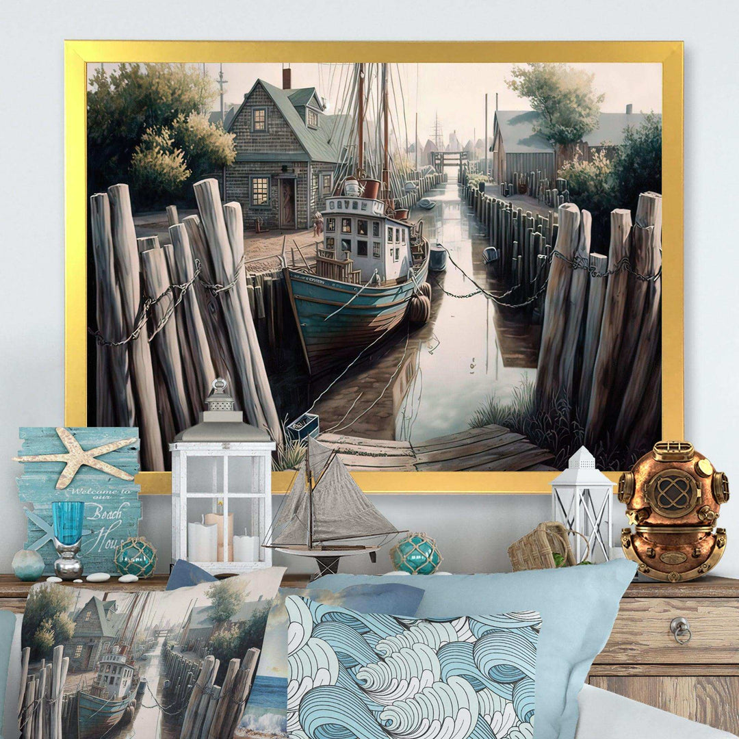 Rustic Port With A Fishing Boat V