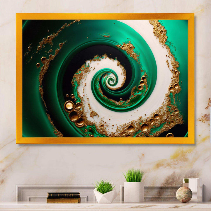 Green And Gold Crashing Waves I - Modern Wall Art Prints
