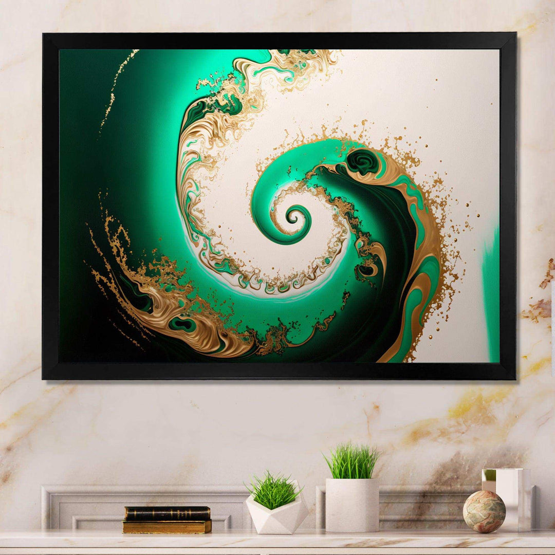 Green And Gold Crashing Waves II - Modern Canvas Wall Art