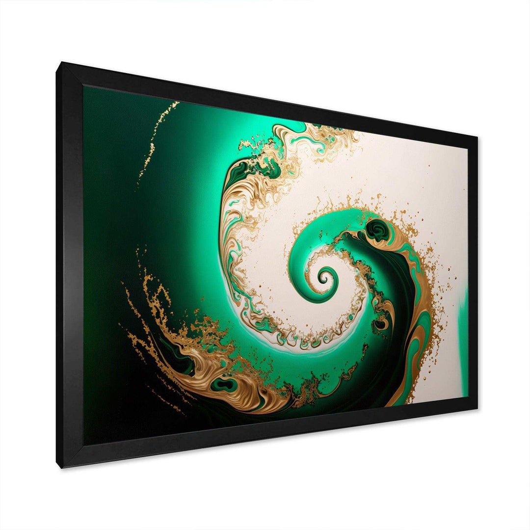 Green And Gold Crashing Waves II - Modern Canvas Wall Art