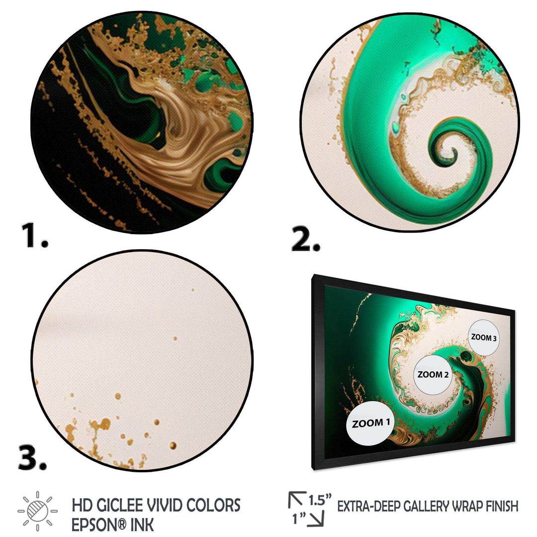 Green And Gold Crashing Waves II - Modern Canvas Wall Art