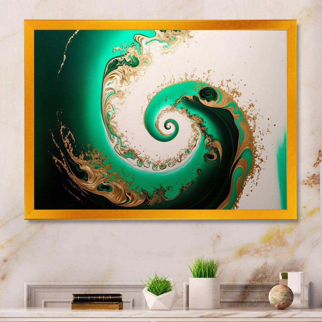 Green And Gold Crashing Waves II - Modern Canvas Wall Art