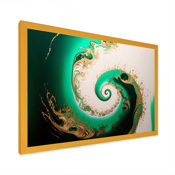 Green And Gold Crashing Waves II - Modern Canvas Wall Art