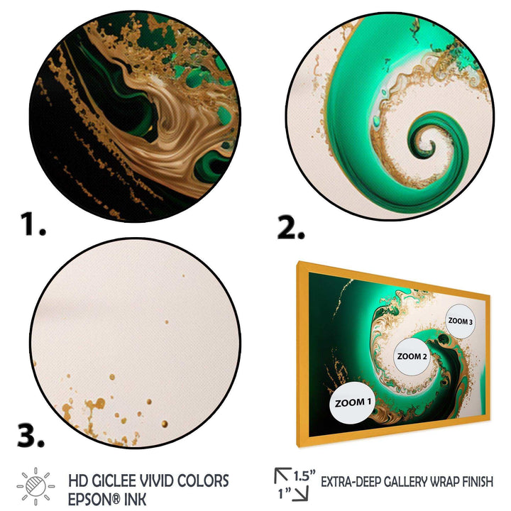 Green And Gold Crashing Waves II - Modern Canvas Wall Art