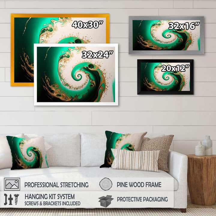Green And Gold Crashing Waves II - Modern Canvas Wall Art