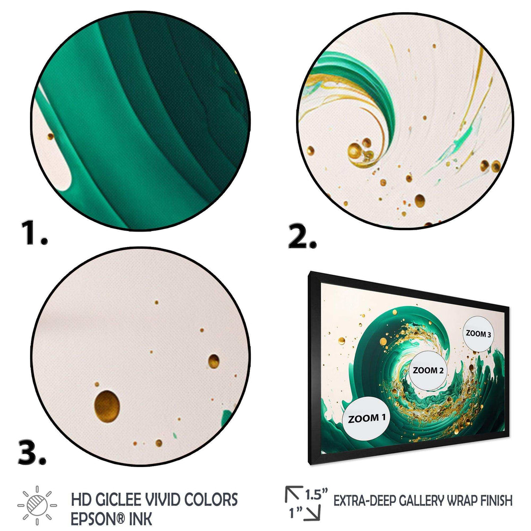 Green And Gold Crashing Waves IV - Modern Bedroom Wall Art