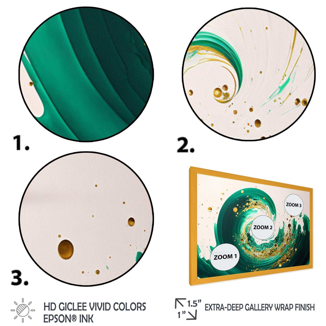 Green And Gold Crashing Waves IV - Modern Bedroom Wall Art