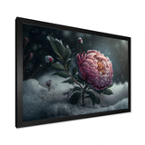 A Blooming Pink Peony Flower In Winter III Framed Print Vibrant Black - 1.5"Width