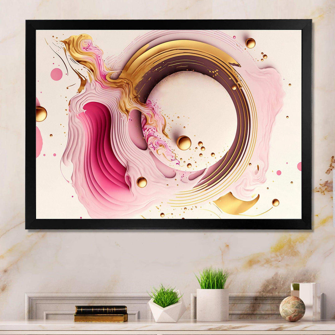 Pink Watercolor Circular Abstract III - Modern Canvas Wall Art