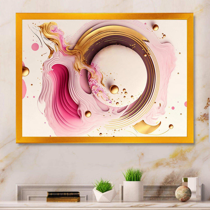 Pink Watercolor Circular Abstract III - Modern Canvas Wall Art