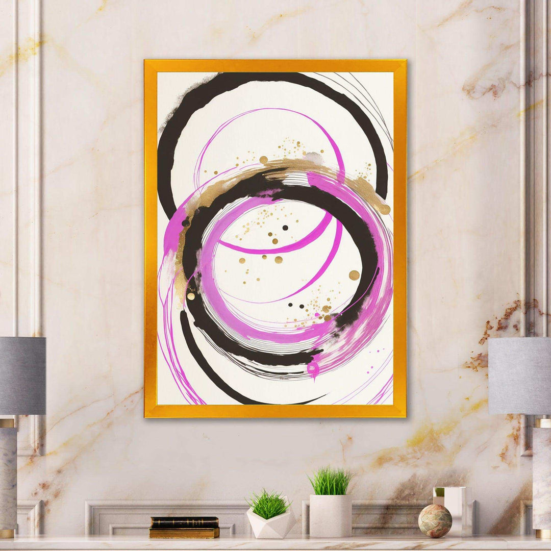 Pink And Gold Liquid Art  - Modern Living Room Wall Decor