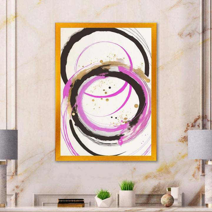 Pink And Gold Liquid Art  - Modern Living Room Wall Decor