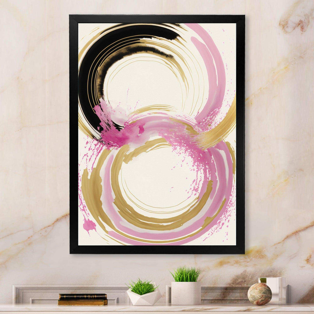 Pink And Gold Curves IV - Modern Bedroom Wall Art