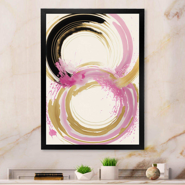 Pink And Gold Curves IV - Modern Bedroom Wall Art