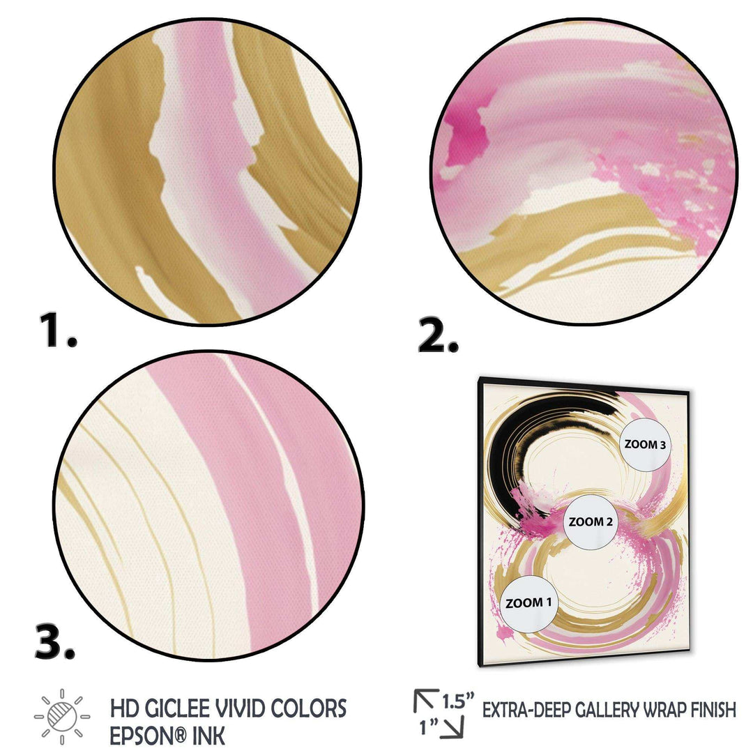 Pink And Gold Curves IV - Modern Bedroom Wall Art