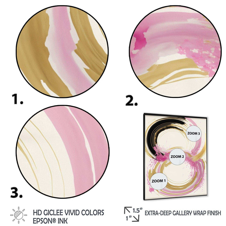 Pink And Gold Curves IV - Modern Bedroom Wall Art