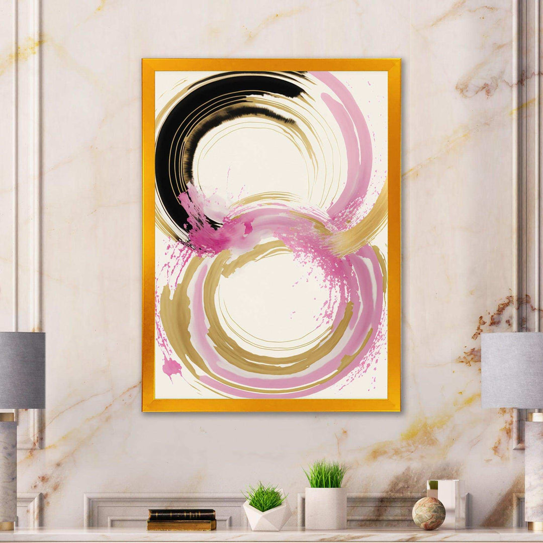 Pink And Gold Curves IV - Modern Bedroom Wall Art