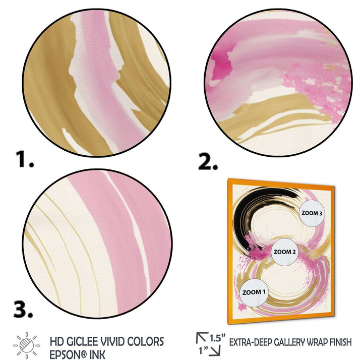 Pink And Gold Curves IV - Modern Bedroom Wall Art