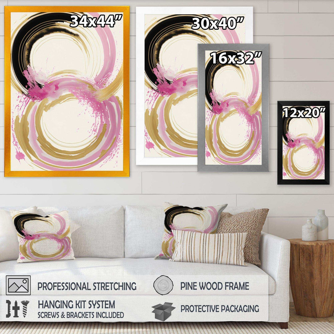 Pink And Gold Curves IV - Modern Bedroom Wall Art