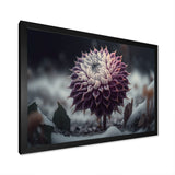 A Blooming Purple Dahlia Flower In Winter III Framed Print Vibrant Black - 1.5"Width