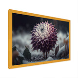 A Blooming Purple Dahlia Flower In Winter III Framed Print Vibrant Gold - 1.5"Width