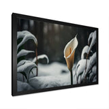 A Blooming White Calla Lily Flower Winter II Framed Print Vibrant Black - 1.5"Width