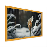 A Blooming White Calla Lily Flower Winter II Framed Print Vibrant Gold - 1.5"Width