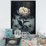 A Blooming White Peony Flower In Winter II Framed Print Vibrant Gold - 1.5"Width