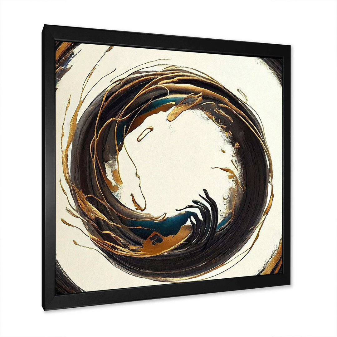 Gold Glamour Circle 1 II - Modern Living Room Wall Decor