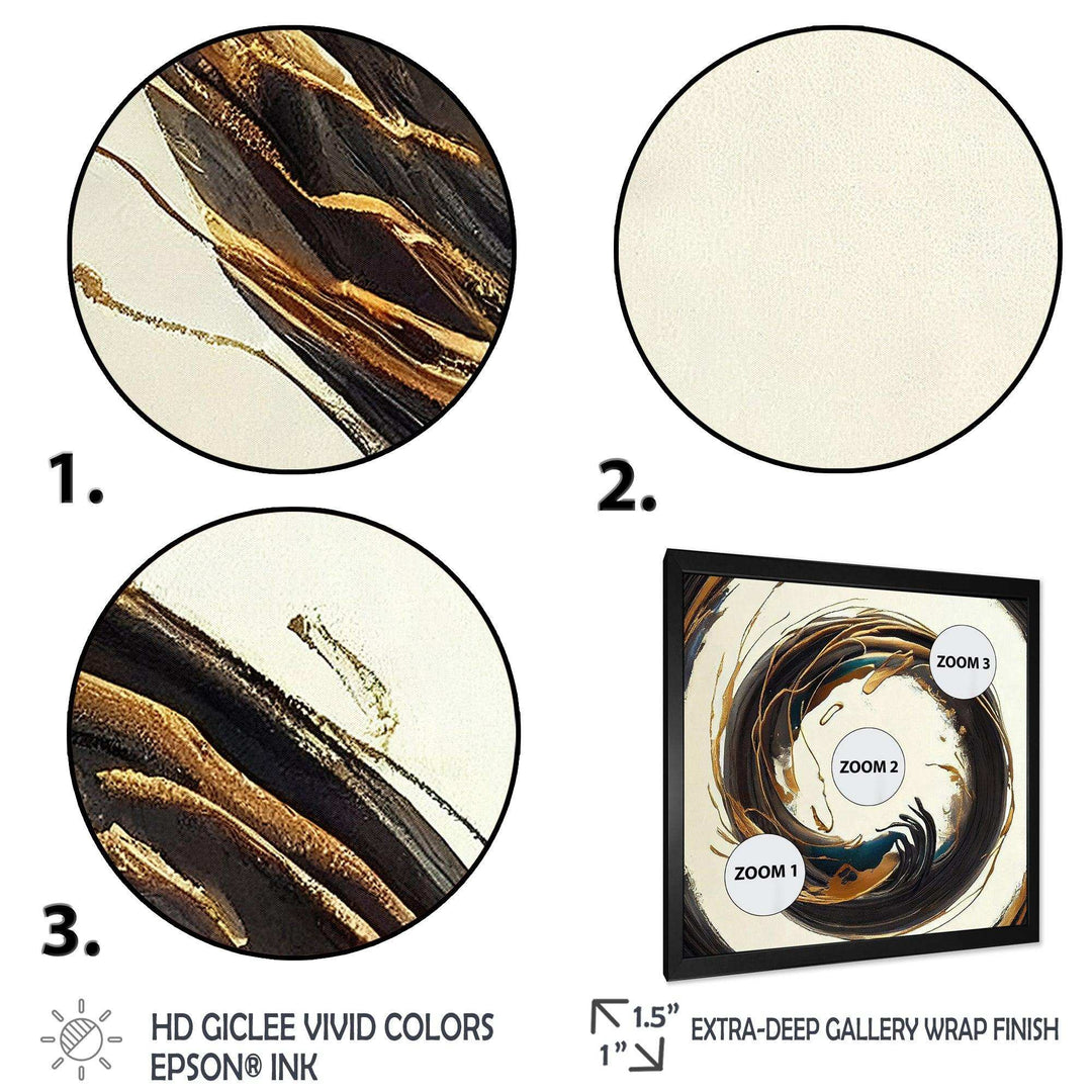 Gold Glamour Circle 1 II - Modern Living Room Wall Decor