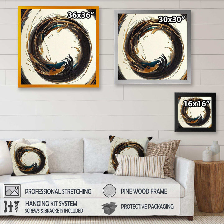 Gold Glamour Circle 1 II - Modern Living Room Wall Decor