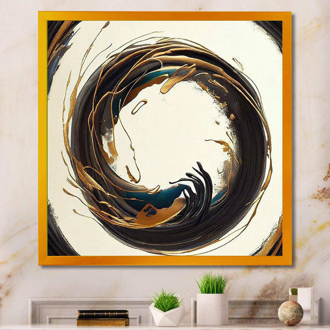 Gold Glamour Circle 1 II - Modern Living Room Wall Decor