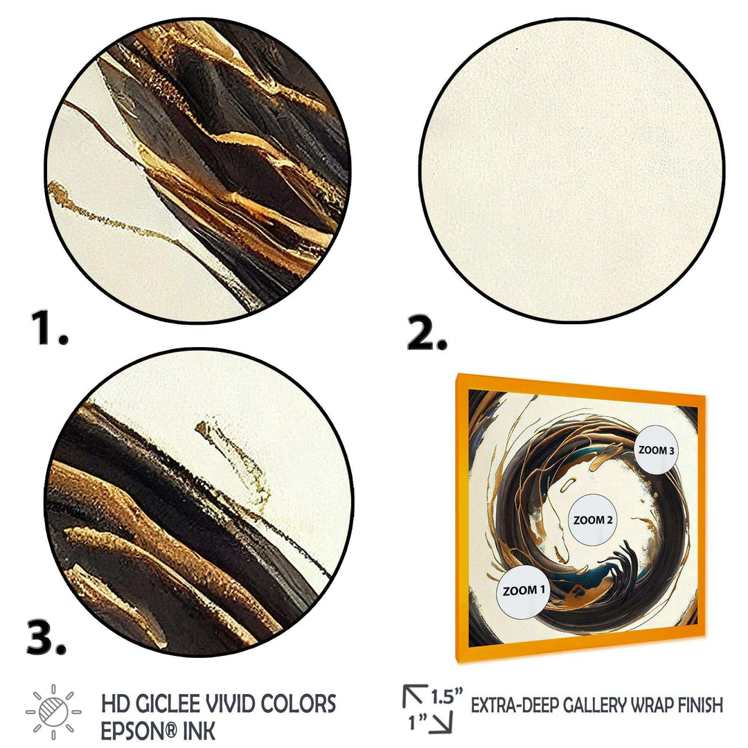 Gold Glamour Circle 1 II - Modern Living Room Wall Decor