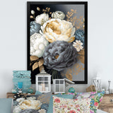 White, Blue And Grey Peony Bouquet I