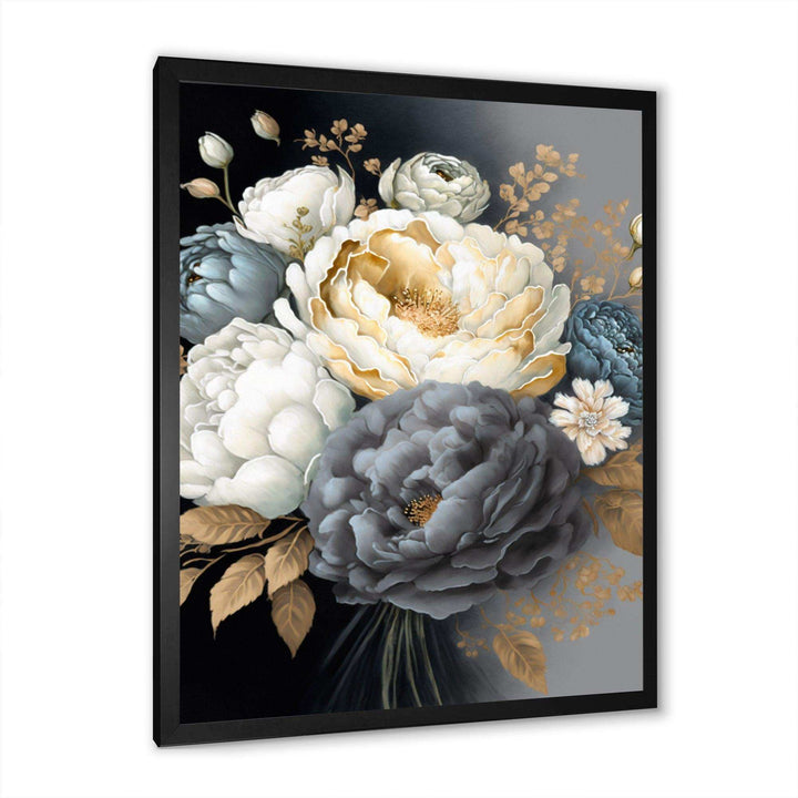 White, Blue And Grey Peony Bouquet I