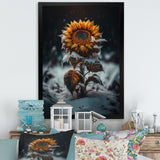 A Blooming Yellow And Orange Sunflower Winter I Framed Print Vibrant Gold - 1.5"Width