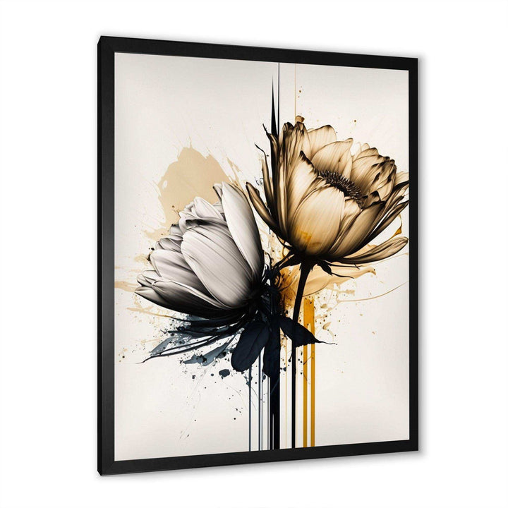 Yellow Daisy Flower On Abstract Fusion  - Traditional Living Room Wall Decor