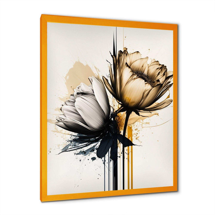 Yellow Daisy Flower On Abstract Fusion  - Traditional Living Room Wall Decor