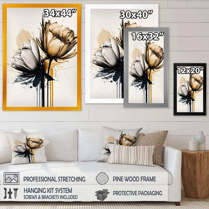 Yellow Daisy Flower On Abstract Fusion  - Traditional Living Room Wall Decor