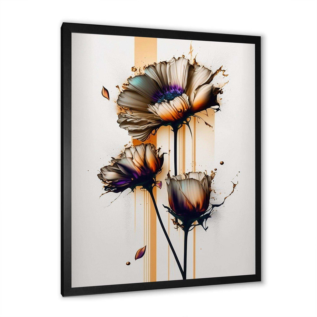 Orange Daisy Flower On Abstract Fusion I - Traditional Canvas Wall Art