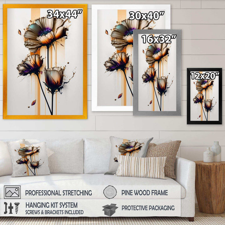 Orange Daisy Flower On Abstract Fusion I - Traditional Canvas Wall Art
