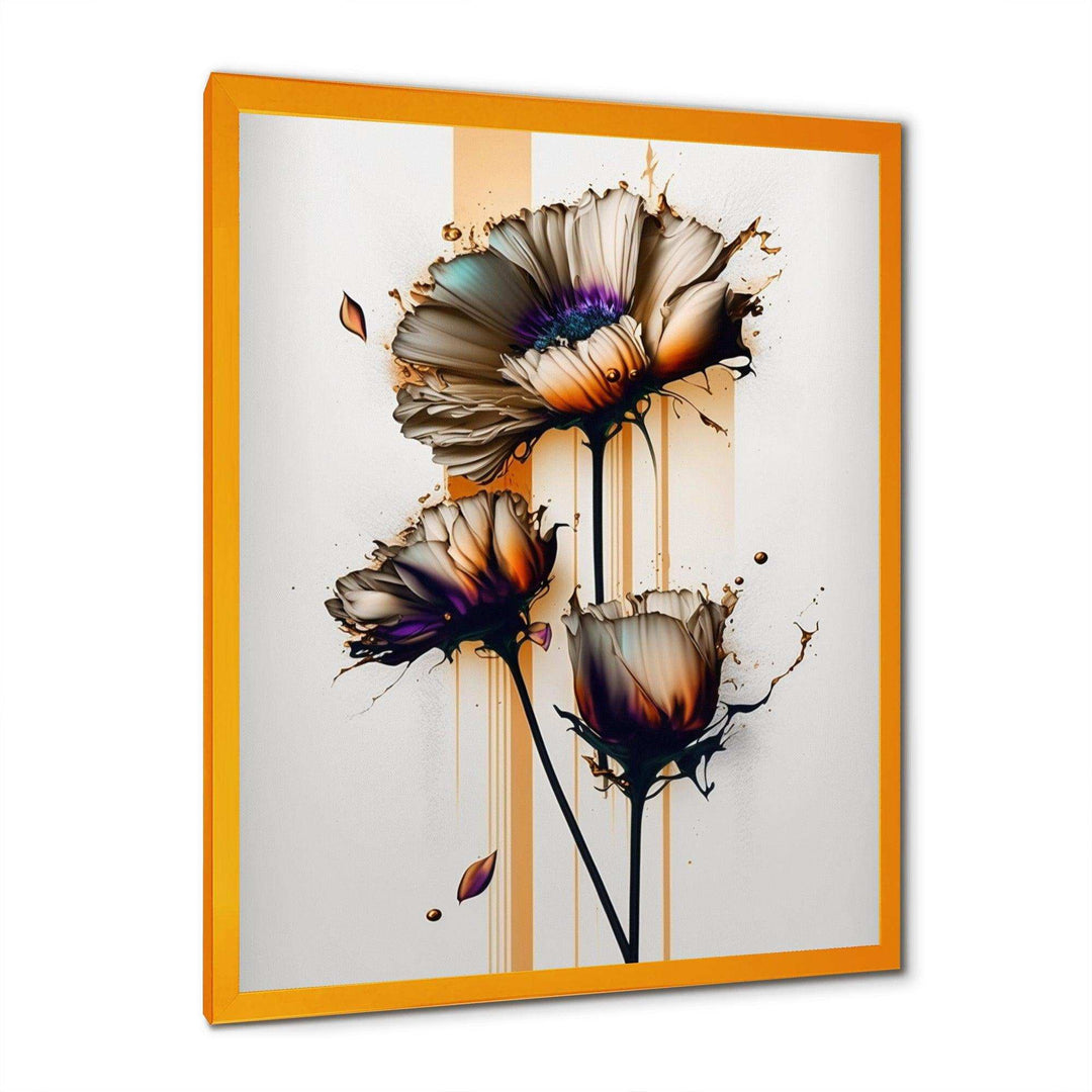 Orange Daisy Flower On Abstract Fusion I - Traditional Canvas Wall Art